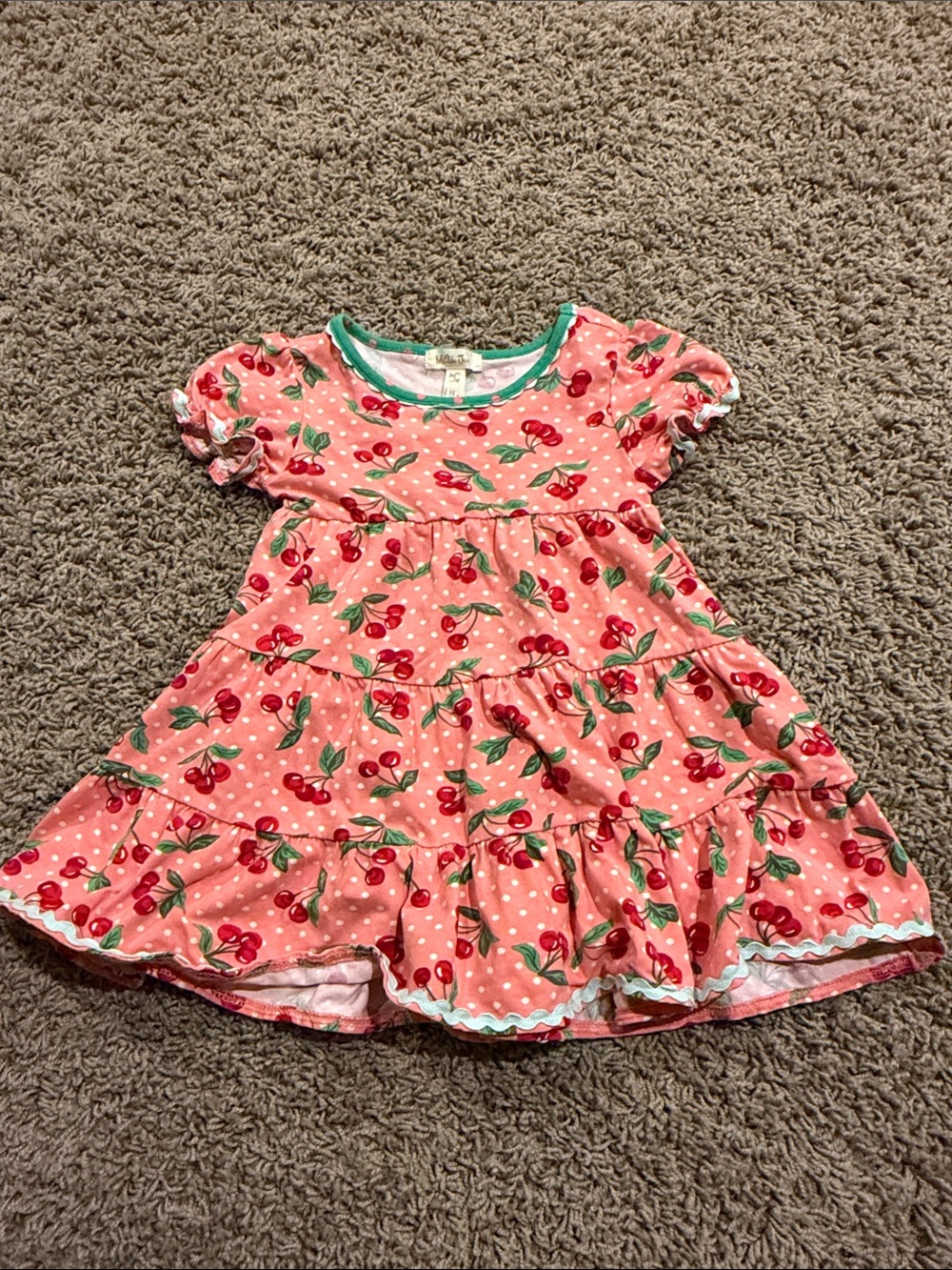 Matilda Jane Coral Pink Cherry Tiered Ruffle Dress